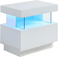 Tables de chevet – Vente-, Vente- - Table de Chevet 1 tiroir et 1 Niche - avec LEDs - MDF - Blanc laqué - Fabio II