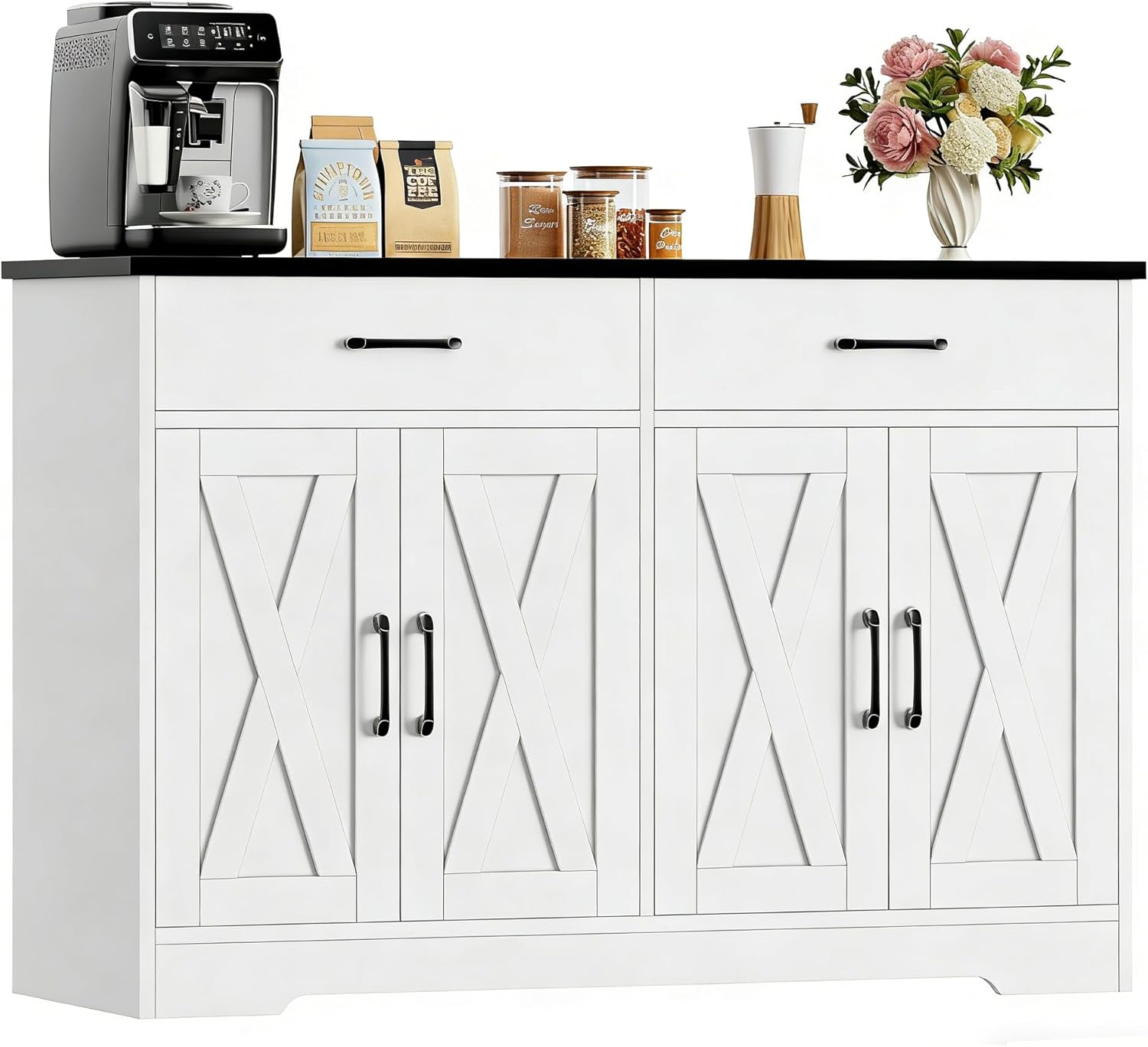 Buffet Salle a Manger avec 2 Tiroirs 4 Portes – Buffet – Buffets, crédences et vaisseliers, HOCSOK, 120 cm Meuble Cuisine