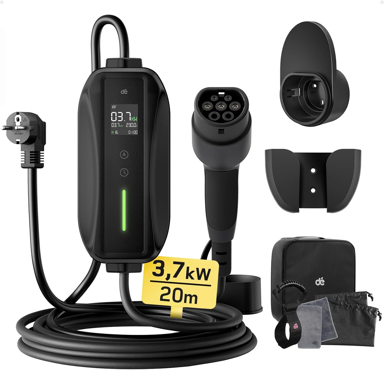 6/8/10/13/16A Cable de Recharge Type 2 avec LCD écran Numérique Contrôlable – Chargeur Voiture Electrique 3 – Accessoires de station de charge