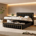 Lit 2 Personnes – Lit Coffre 160x200 cm avec Sommier, HYNHXBP, Tête de Lit en Velours Beige avec Bordure Dorée, sans Matelas