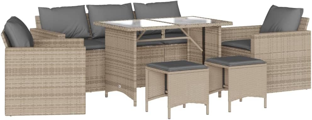 vidaXL Salon de Jardin avec Coussins 6 pcs Beige résine tressée – Beige/Gris