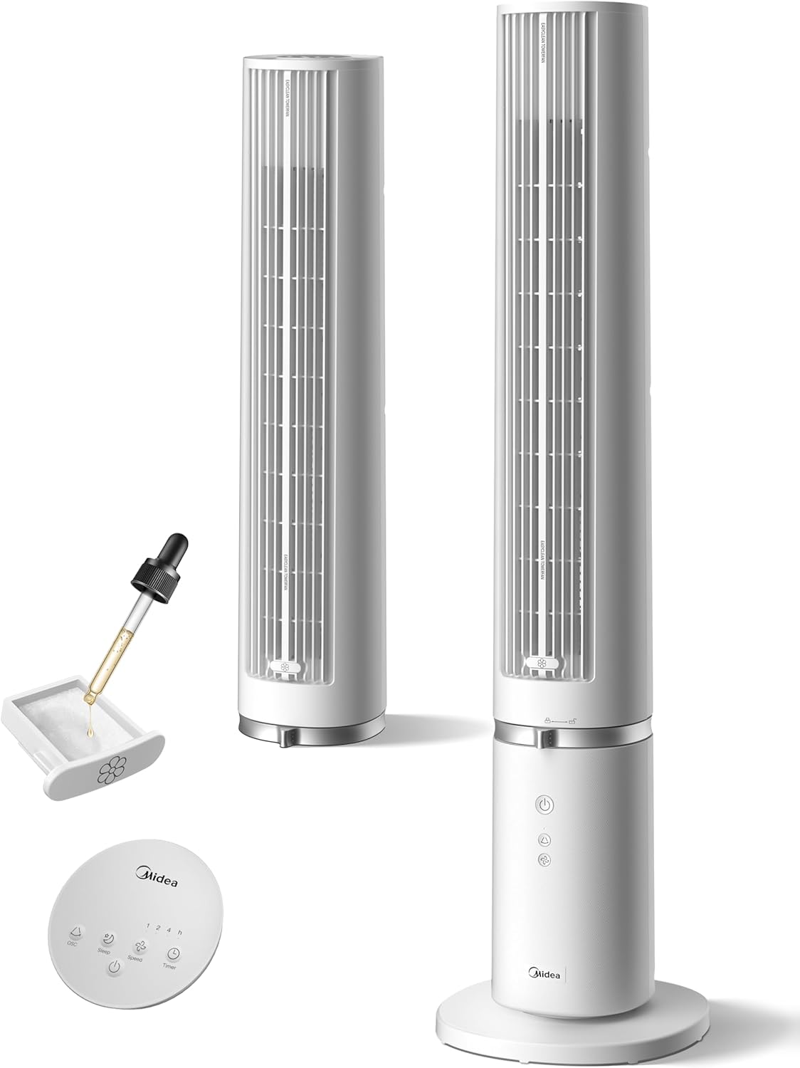4 Vitesses – Ventilateur Tour Blanc 103cm pour Chambre – Ventilateurs colonne, Midea, Oscillation 90° avec Design Innovant Détachable et Lavable