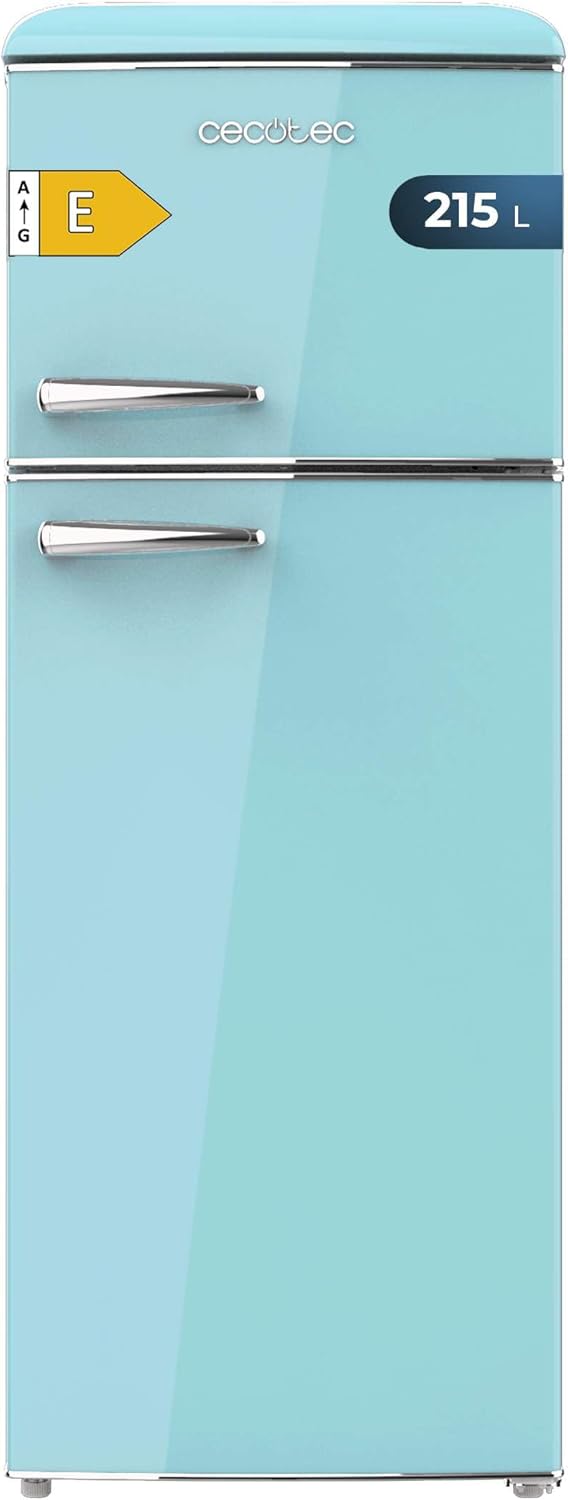 Réfrigérateurs standard – Cecotec, Réfrigérateur à deux portes rétro 215 L Bolero CoolMarket 2D Origin 215 Bleu. Hauteur 148, 2 cm, LED