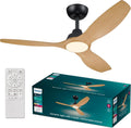 Lumière LED 24 W – Olas Ventilateur de Plafond, PHILIPS, Télécommande Incluse, 3 Pales, 3000 K-4300 K-6500 K, 52', noir