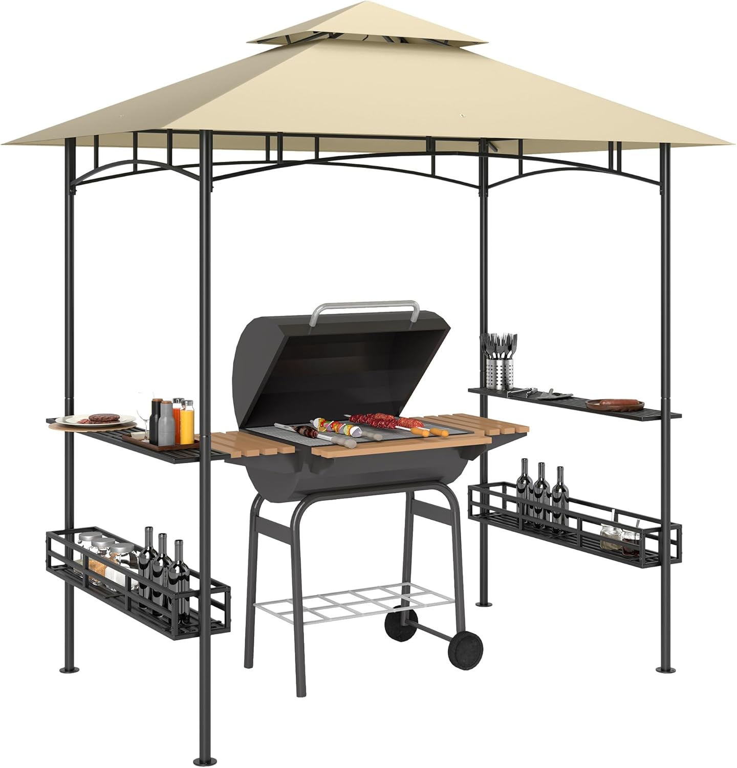 De l'étagère 119L x 20l cm Hauteur de l'étagère 98 cm (par rapport au sol) Dim – Tonnelle de Barbecue – Tonnelles, Outsunny