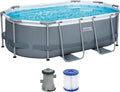 Bestway Steel Pro Max Kit Piscine Hors Sol - 305 cm x 200 cm x 84 cm - Gris – Fournie avec une pompe de filtration de 1 249 L
