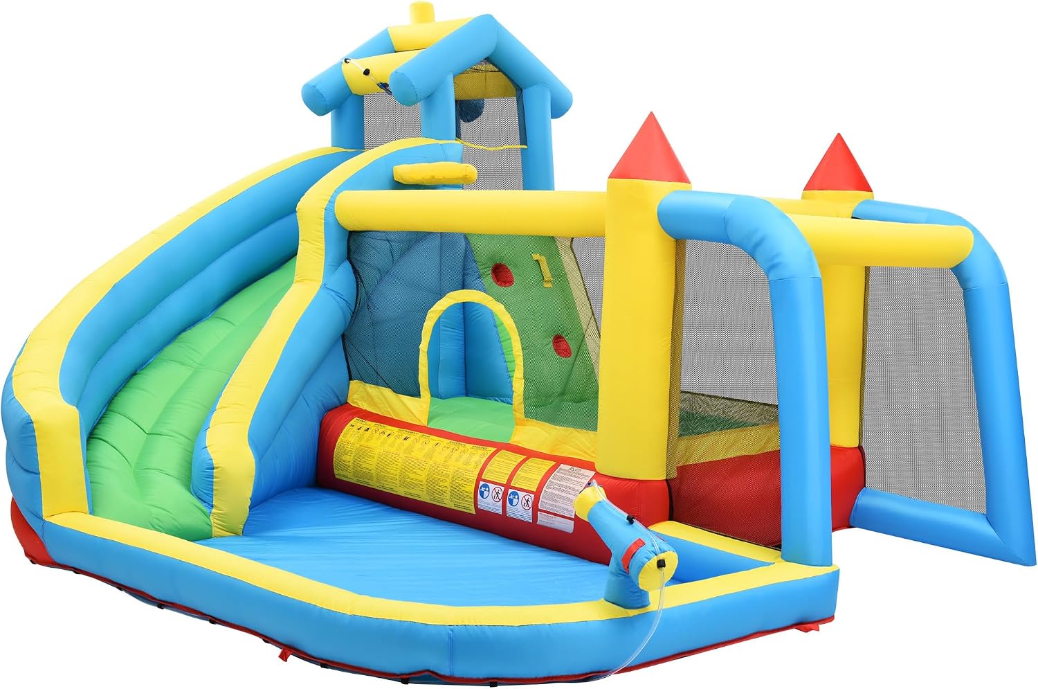 Château gonflable gonflable avec souffleur – Châteaux gonflables, Merax, 364 x 315 x 239 cm, toboggan à eau sec et à saut