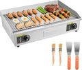 VEVOR Plancha Électrique 72 – 5x40 cm, Température Réglable 50-300 °C, Plaque à Snacker 4400 W, Argent