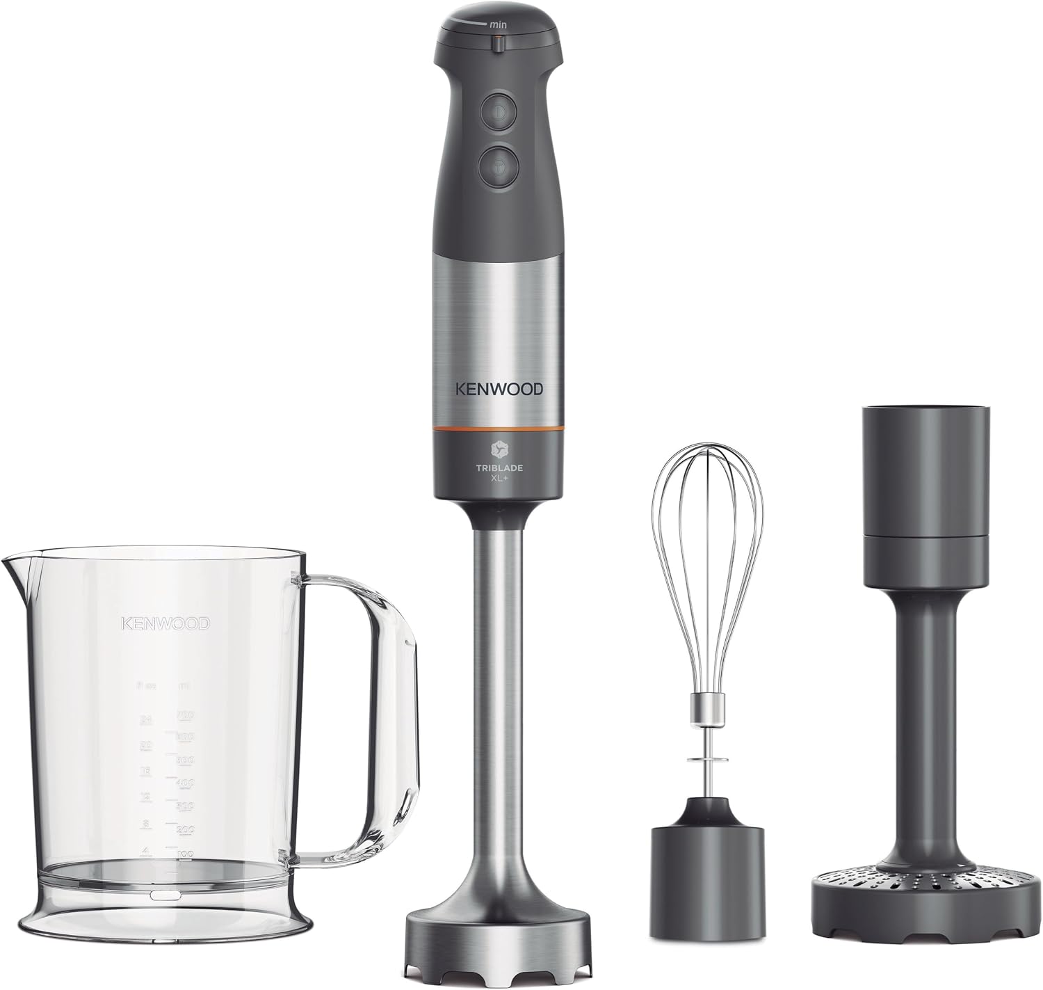 Mixeur Plongeant avec accessoires fouet en métal – HBM60.007GY – Mixeurs plongeants, Kenwood, 2 vitesses, 1000W, Tige XL