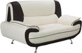 MUZA - Canapé Design 2 Places en Simili Cuir Blanc et Noir – Canapés et divans, Mobilier-Deco, Blanc/Noir