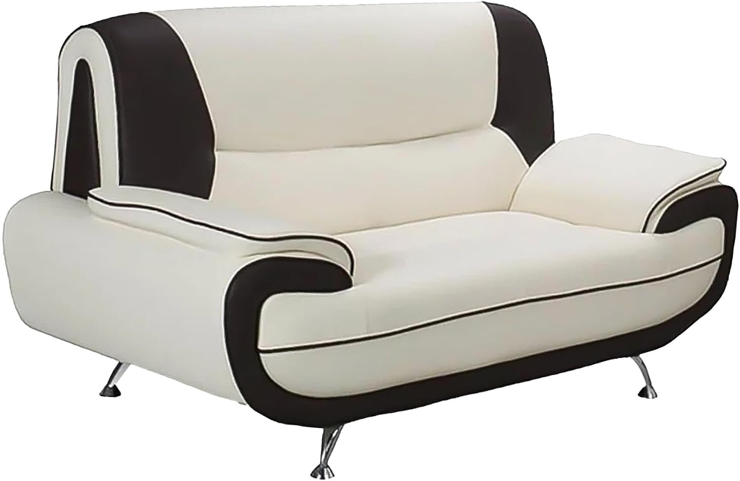 MUZA - Canapé Design 2 Places en Simili Cuir Blanc et Noir – Canapés et divans, Mobilier-Deco, Blanc/Noir
