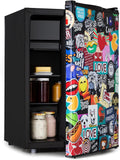 Mini réfrigérateurs – KLARSTEIN, Cool Vibe - réfrigérateur, niveau sonore: 42dB, 70L - noir, porte avec sticker imprimé BD, bac à glaçons