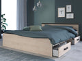 dimensions indiquées sont L145,8 x P193 x H58,9 cm – Vente- - Lit avec rangements 140 x 190 cm - 2 tiroirs et 1 Niche - Coloris: Naturel - Pablo