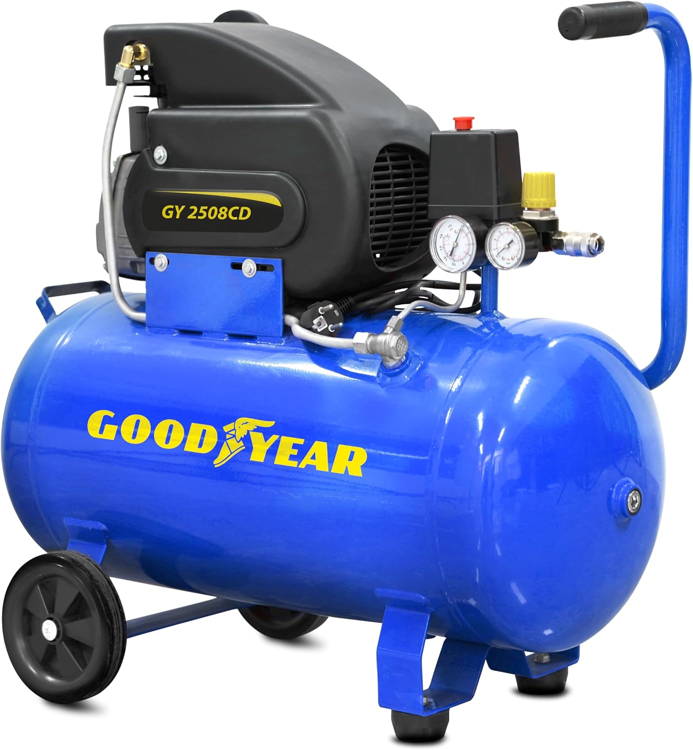 Goodyear Compresseur d'air de 50 L – Capacité d'aspiration 188 litres/minute, 2 800 tr/min, Pression nominale 8 bars/115 PSI, Régulateur robuste